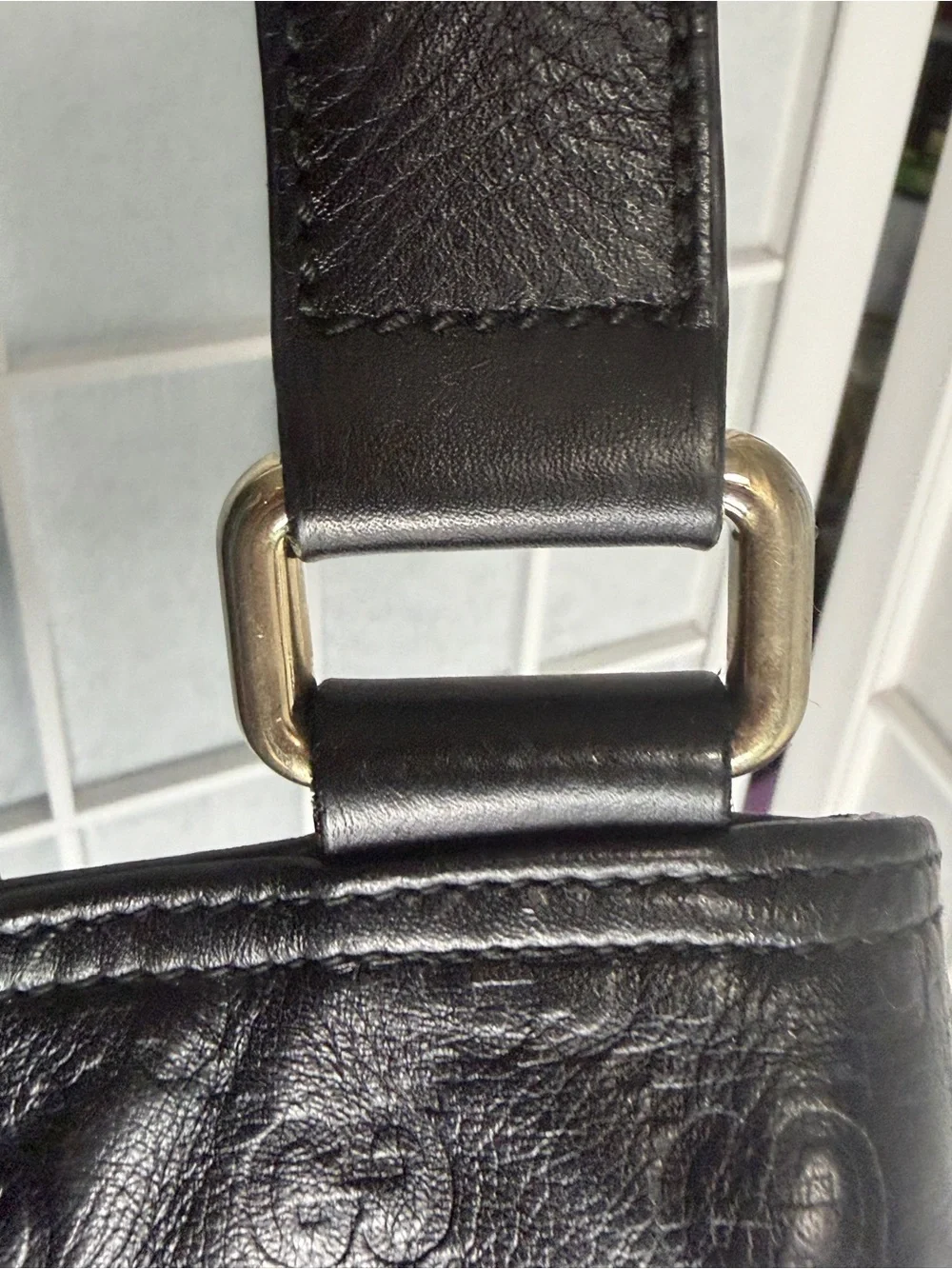 Gucci Guccissima Black GG Embossed Leather Crossbody Shoulder Bag- EXCELLENT